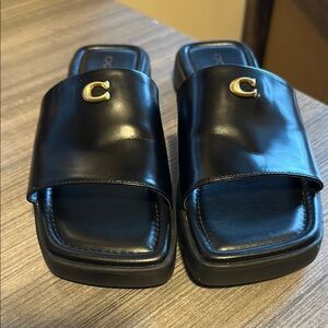 Like New Black Coach Leather Sandals